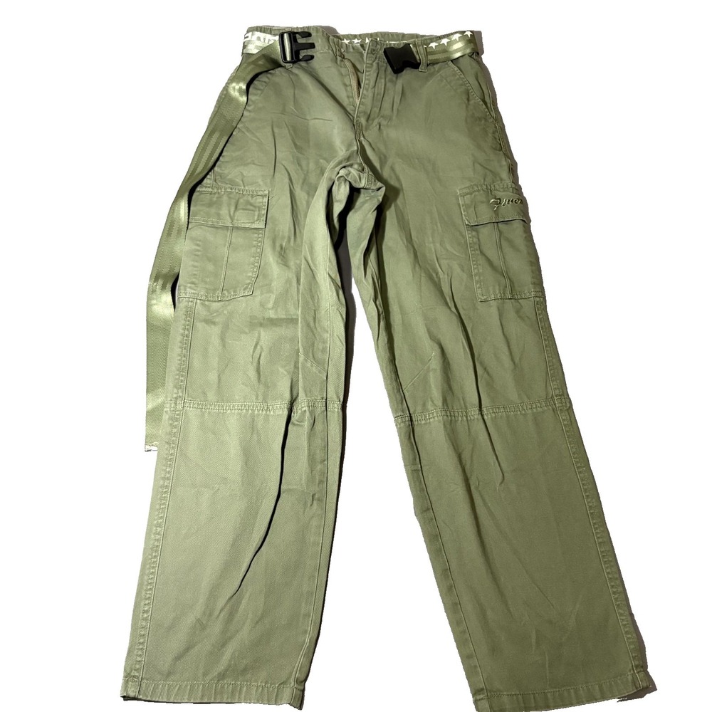 Five Star General Cargo Pants Womens 0/24 Green Utility Pockets Straight Belted